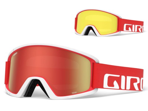 MĘSKIE GOGLE ZIMOWE GIRO SEMI RED WHITE APEX (Szyba lustrzana kolorowa AMBER SCARLET 40% S2 + Szyba kolorowa YELLOW 84% S0)